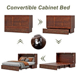 EITACHUL Solid Wood Murphy Storage Bed: Queen Size Murphy Bed with USB Port and Strong Drawer for Bedroom/Guest Room/Living Room（Mattress Not Included） Shadow Black-16 EITACHUL