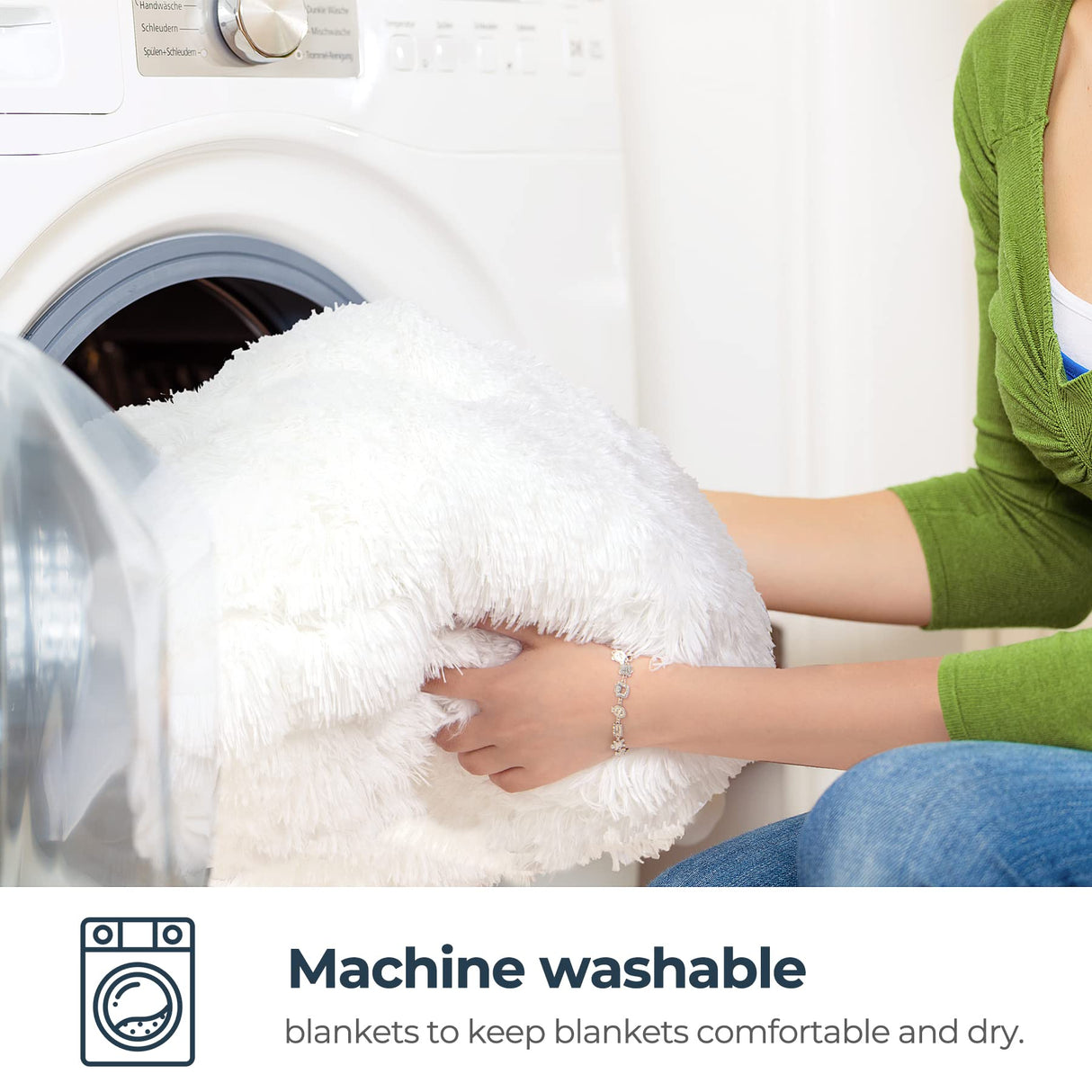 XYYZYZ Super Fluffy Throw Blanket, Faux Fur Fuzzy Blanket for Couch Sofa Bed, 50x60 Inches, Pure White XYYZYZ