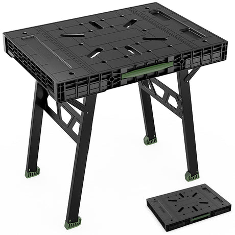 Foldable Work Bench,Easy Step Protable Work Table,34" W x 25" D x 31" H Lightweight Workbench wih 1650 LBS,Work Benches for Garage,Work Bench Suitable for Garage,Workshop and Home (Green) ZYLOQUEX