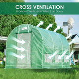 Quictent 12x6.6x6.6FT Fast Setup Greenhouse for Outdoors (QUIC-Install), 20-MIN Tool Free Install Walk-in Galvanized Green House, 6 Screen Window 1 Zipper Screen Door, Green Quictent