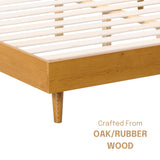 NTC Fly Queen Wooden Bed Frame - Solid Oak & Rubber Wood with Silent Slats, Rustic Oak Finish NTC