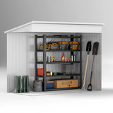 Outsunny 4' x 7.7' Metal Outdoor Storage Shed, Lean to Storage Shed, Garden Tool Storage House with Lockable Door and 2 Air Vents for Backyard, Patio, Lawn, Light Gray Outsunny
