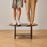 Aibiju Mid Century Modern Coffee Table, Rustic Coffee Table Unique Color Contrast Design, 2-Tier Center TV Table 35x16x17in Rustic Brown + Black YD-011BH Aibiju