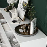 Hitow 9 Drawer Dresser for Bedroom with Deep Drawers, Large Floor Wood Dressers & Chest of Drawers Handle Free, Modern White Long Dressers for Closet Living Room (63" W x 15.7" D x 31.5" H) Hitow