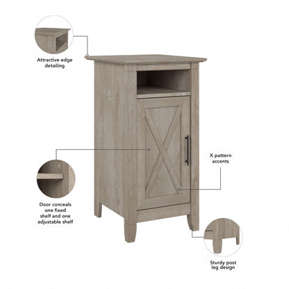 Bush Furniture Key West Nightstand with Door, Washed Gray - WoodArtSupply