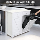 MAMIZO Double Tilt Out Trash Cabinet 10 Gallon*2,Kitchen Garbage Cabinet,Pet-Proof Standing Hidden Dual Laundry Sorter,W/Hideaway Drawer,for Kitchen,Living,Dining Room (White) MAMIZO