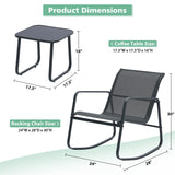 Ainfox 3 Piece Patio Outdoor Furniture Set, Textilene Fabric Patio Conversation Bistro Set with Rocking Bistro Chairs and Table, Small Patio Furniture Set for Backyard, Lawn, Garden, Poolside Ainfox