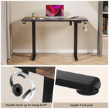 JYLH JOYSEEKER Electric Standing Desk, 48 X 24 Inch Adjustable Height Table, Sit Stand Desk with 2 Hooks, Ergonomic Rising Desk with Splice Board，Black & Rustic Brown JYLH JOYSEEKER