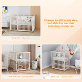 JOYMOR 8-in-1 Convertible Crib with 2" Mattress, Convert from Bassinet, Mid Crib to Full Size Crib, Height Adjustable, Easily Convert to Toddler Bed JOYMOR