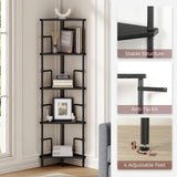 MAHANCRIS 52.8" Corner Shelf, 5-Tier Industrial Corner Bookshelf with Metal Frame, Small Plant Stand, Display Shelf for Living Room, Bedroom, Home Office, Small Spaces, Black CSBK5501 MAHANCRIS