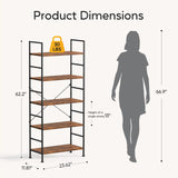 HealSmart 5 Tier Bookshelf, Free Standing Book Shelf Home Office Bookcase Shelf Storage Organizer for Bedroom, Living Room, Bathroom, Office, Balcony, Rustic Brown HealSmart