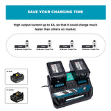 18V DC18RD Dual Ports Battery Charger for Makita 14.4V-18V LXT Lithium-Ion Battery BL1415 BL1430 BL1830 BL1840 BL1850 BL1850B BL1860B BL1860 BL1815, Hiesuan Replace DC18RC DC18SF DC18RT Hiesuan