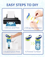 OFFNOVA 12oz Kids Sublimation Tumbler, 8 Pack Kids Sublimation Tumbler Blank with One-click Pop-up Straw and Handle for Heat Transfer, Children Sublimation Cups for Milk, Soda, Juice, Drinks OFFNOVA