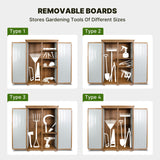 Outdoor Storage Cabinet Wood & Metal with Waterproof Roof, Garden Tool Shed with 4 adjustable reinforced feet with metal brackets, 3 Removable Shelves, 6 T-Hinge, Magnetic door,18.1"D x 49"W x 68.5"H Gowoodhut