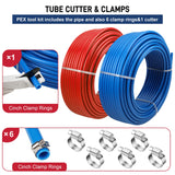 PEX Pipe 1/2 Inch 300ft 2 Rolls PEX Tubing EVOH PEX-B Pipe Non Oxygen Barrier Durable Leakage-Proof Flexible for Residential Water Lines in Homes PEX Radiant Heat Tubing(Red+Blue) Likeem