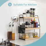 Bathroom Counter Organizer, 3-Tier Standing Storage Shelf with Basket, Wood Tray for Skincare Vanity Organizer Uneviesyka