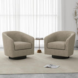 UIXE Swivel Accent Chairs Set of 2, Barrel Club Chair Upholstered Armchair in Fabric for Living Room, Round Arm Chair Bedroom Single Sofa Reading Seat - Light Brown UIXE