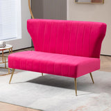 WQSLHX 50’’ Velvet Modern Armless Loveseat Sofa, Upholstered Small Wingback Couch Sofa with Golden Metal Legs, 2 Seater Tufted Couch for Bedroom, Apartment Small Space WQSLHX