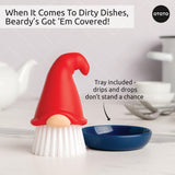 OTOTO Beardy Dish Brush - Dish Scrub Brush, Gnome Gifts, Quirky Gifts, Dish Brush, Cute Kitchen Accessories, Vegetable Brush, Cute and Useful Gifts for Women OTOTO