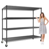 59" W Storage Shelves 2640LBS Heavy Duty Garage Shelving Units with Wheels and Adjustable Shelf, 4-Tiers Wire Shelving Rack for Garage Pantry Kitchen Warehouse Industrial Garvee