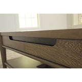 Signature Design by Ashley Roanhowe Contemporary 2-Drawer Coffee Table with Open Lower Shelf and Tapered Legs, Dark Brown Signature Design by Ashley