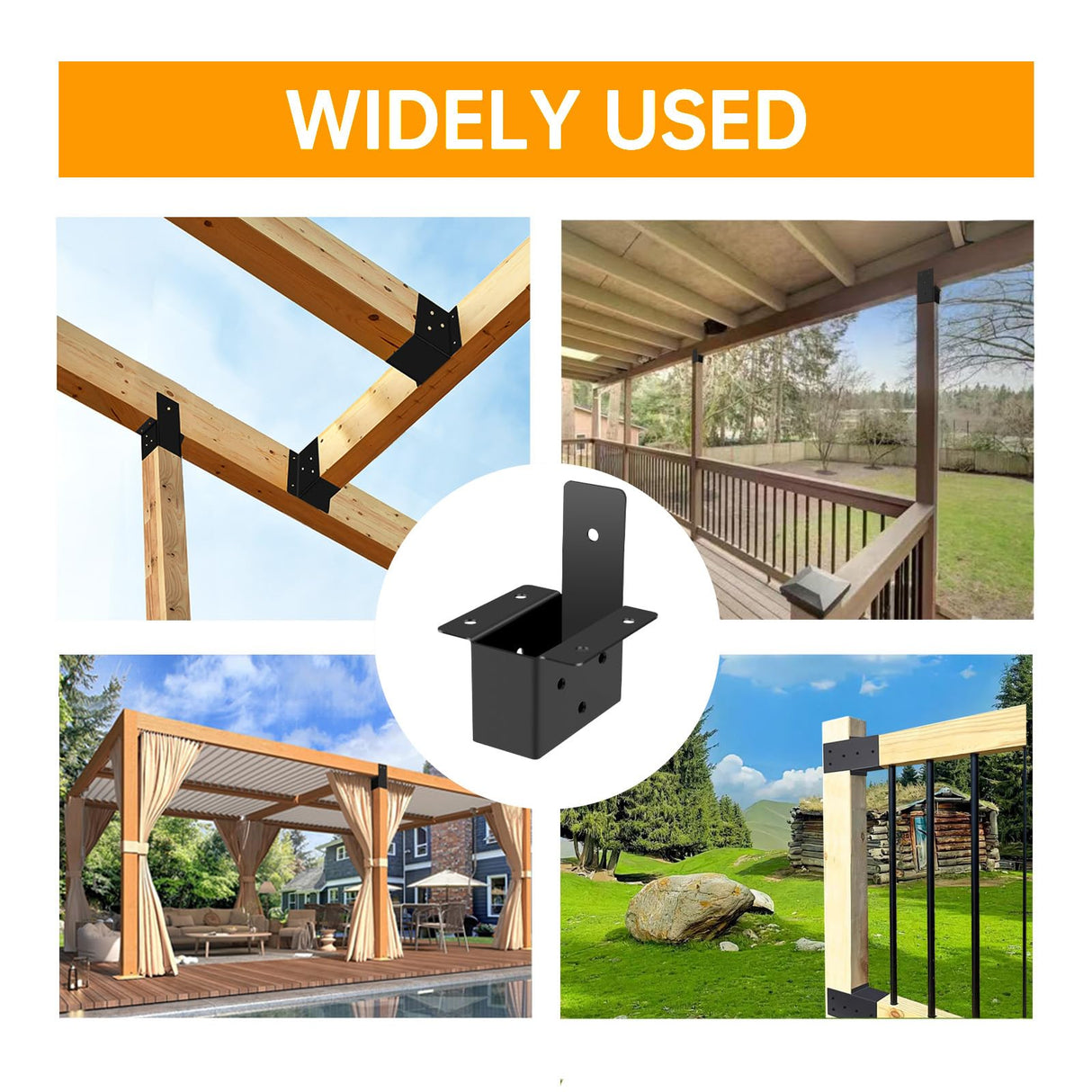 2x4 pergola Brackets kit (Actual: 1.6x3.6 Inch), 8 Pcs Pergola Post Top Rafter Brackets Deck Railing Brackets，2x4 Brackets for Wood，for Pergolas Gazebo Sunroom Carport(with Screws) XIHUWZ