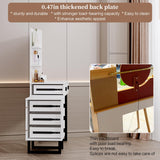 Large Vanity Desk with 3 Color Touch Screen Dimming Mirror, Vanity Desk with Charging Station, Modern Retractable Makeup Dressing Table, Vanity Table With storage shelves and 5 Sliding Drawers, White YYJ