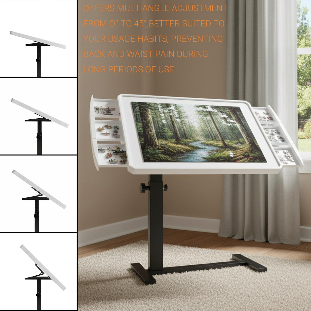 1500 Piece Jigsaw Puzzle Table with 6 Drawers and Cover 35"x26"Adjustable Puzzle Tables for Adults with Wheels 5-Tilting-Angle Portable Plastic Jigsaw Puzzle Board for mom OIRBOEUS