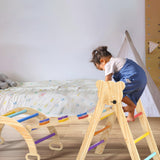 CMFYDAILY 5 in 1 Pikler Triangle Set, Foldable Baby Climbing Gym Indoor Montessori Climbing Set Wooden Toddler Climbing Toys with Arch, Ramp, Ladder CMFYDAILY
