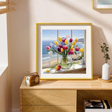 Diamond Painting Kits for Adults,Windowsill Tulip Diamond Art Kits for Beginner,DIY Full Drill Diamond Painting Flower Gem Art and Crafts, 5D Diamond Painting Flowers12x12IN DIYDECORFUN