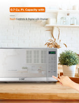 COMMERCIAL CHEF 0.7 Cu Ft Microwave with 10 Power Levels, 700W Microwave with Digital Display, Countertop Microwave with Child Safety Door Lock, Programmable with Push Button, Stainless Steel Commercial CHEF
