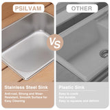 Psilvam Potting Bench, Poly Lumber Potting Table with Removable Stainless Steel Sink and Open Shelves, All-Weather Garden Table Work Station, Planting Table for Garden, Patio and Lawns (Teak Color) Psilvam