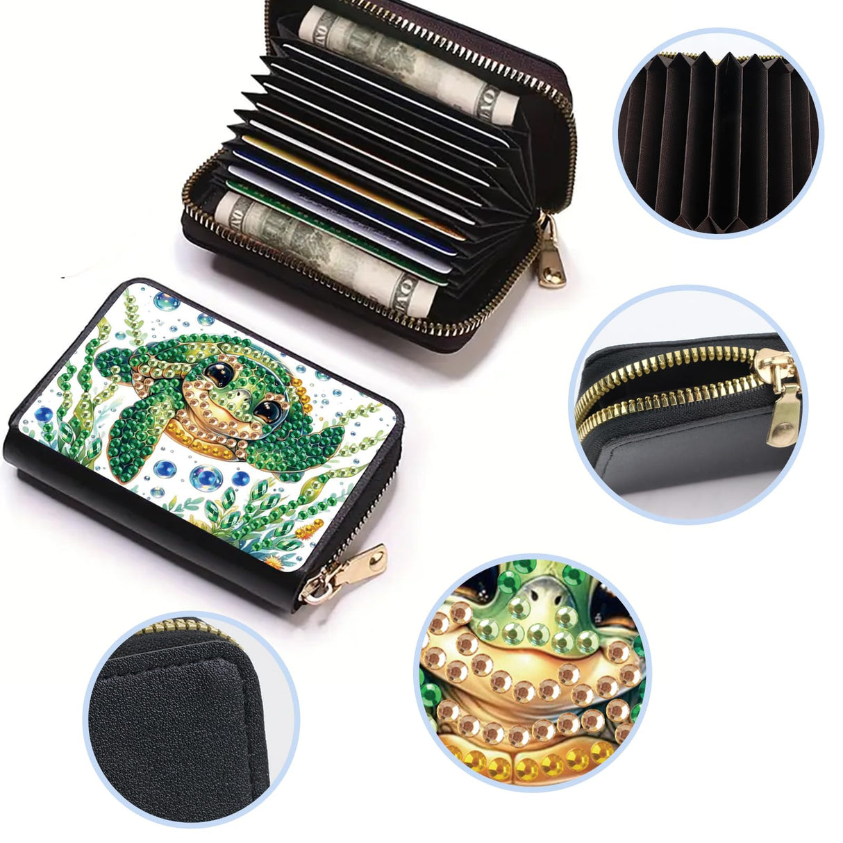JISHSHAY Diamond Painting Credit Card Holder Sea Turtle Diamond Art Credit Card Wallet Sea Turtle Gem Art Wallet Gem Painting Coin Purse Mosaic Kits for Adults Billfold Animal Embroidery Kit Billfold JISHSHAY