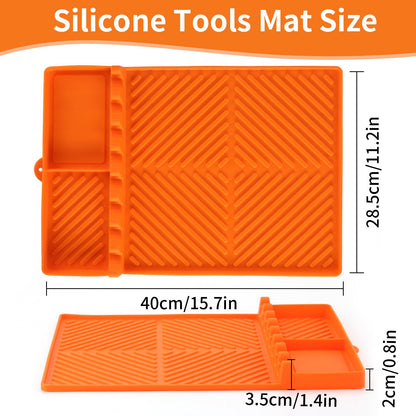 Griddle Mat Barbeque Grill Accessories Tools for Blackstone, Side Shelf Mat Grill Pad for Outdoor Grill Kitchen Counter Spatula Silicone Mat with Drip Pad for Kitchen, Cooking, Countertop (Orange)