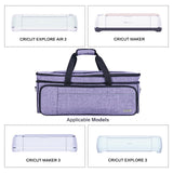 HOMEST Double Layer Carrying Case with Mat Pocket for Cricut Maker 3, Cricut Explore Air 2, Cricut Maker, Cricut Explore 3, Multi Front Pockets for Accessories and Supplies, Purple HOMEST
