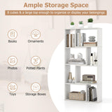 IFANNY Bookshelf, 48’’ Tall Bookcase with 8 Cubes, Small Bookshelf with Storage, Geometric Display Shelf, Wooden Bookshelves & Bookcases, Book Shelves for Bedroom, Living Room, Study (White) IFANNY