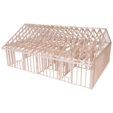 Pitsco Education True Scale House Framing Kit, Balsa Wood Model Home with Standard Two-Bedroom Layout and Truss or Hipped Roof, Dimensioned Lumber, DIY Model House Kit for Ages 14 and up Pitsco Education