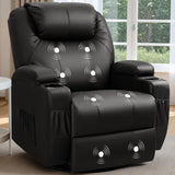 Recliner Chair, 360° Swivel Rocker Chair for Adults, Rocking Recliner Chair with Massage, Comfy Single Sofa with Side Pockets Cup Holders for Living Room, Bedroom, Nursery (Leather, Black) Furmax