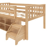 Max & Lily Soren Ultra Low Loft Bed, Twin Bed Frame for Kids with Bookcase, Blonde Max & Lily