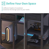 Lufeiya Desk with Keyboard Tray Slide Out, 47 Inch Home Office Computer Desks with Fabric Drawers & Storage Shelves, Modern Simple Study Writing Gaming Table for Bedroom, Black Lufeiya