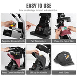 PowerPress Hat Heat Press Machine for Caps with 2pcs Interchangeable Platens -Black PowerPress