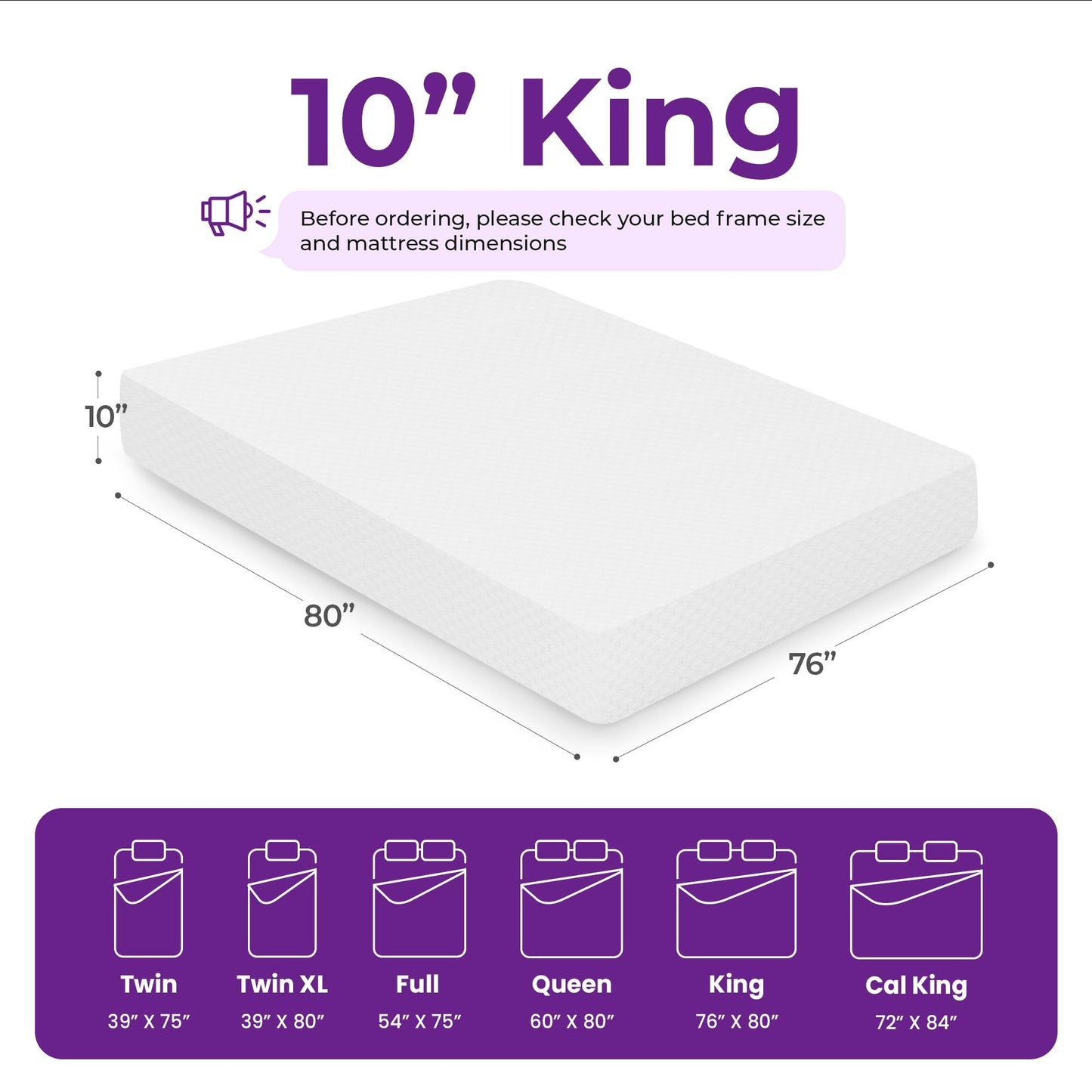 GAESTE 10 Inch King Cooling Gel Memory Foam Medium Firm Mattress Breathable Pressure Relief CertiPUR-US Certified Mattress-in-a-Box for Kids and Adults No Fiberglass (King, 10 in)