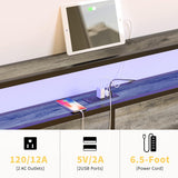 HAUSOURCE King Bed Frame with LED Storage Headboard & Metal Platform Support HAUSOURCE