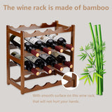 Homevany Bamboo Wine Rack,4 Tier, Wine Bottle Holder, Hold 16 Bottles for Home Kitchen, Dinging Room, Pantry, Cabinet, Bar Homevany