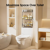 LAMU 3-Tier Over-The-Toilet Storage Shelf, Bathroom Organizer, Large Capacity, No-Drill Installation, Rust-Resistant Thick Material, Perfect for Bathroom Shelf, Black LAMU