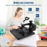 Pro 9 in 1 Heat Press 15x15 Inch 30OZ Tumbler Press, 360-Degree Swing Away Digital Tshirt Press Multifunction Heat Transfer Machine Sublimation for T-Shirt Tumbler Mug Hat Cap Plate PioneerWorks