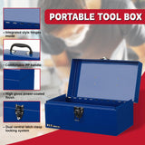 P.I.T. Small Tool Box,Portable Removable Tray Heavy Steel Tool Box with Metal Latch Closure,Blue,Tool Storage, Lockable,Mini Tool Box,Small Tool Case for Household, Warehouse,Tools Storage,Home DIY P.I.T.