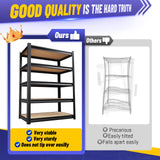 5-Tier Garage Shelving Heavy Duty, Adjustable Storage Shelves, 2500LBS Metal Garage Shelves,Storage Rack for Basement, Warehouse, Pantry, Easy Assembly, Black (wooden-72''H x 35.4''W x 15.7''D) ZZXCBB