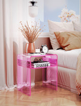 solaround Clear Acrylic End Table 2-Tier Bedside nightstand for Living Room Bedroom Home Decor (Pink) solaround