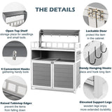 GRAVFORCE Outdoor Potting Bench Table, Garden Potting Benches for Outside Planting Work Bench Table Wooden Storage Plant Table Cabinet Gardening Table for Patio, Garden, Greenhouse, Backyard (Gray) GRAVFORCE